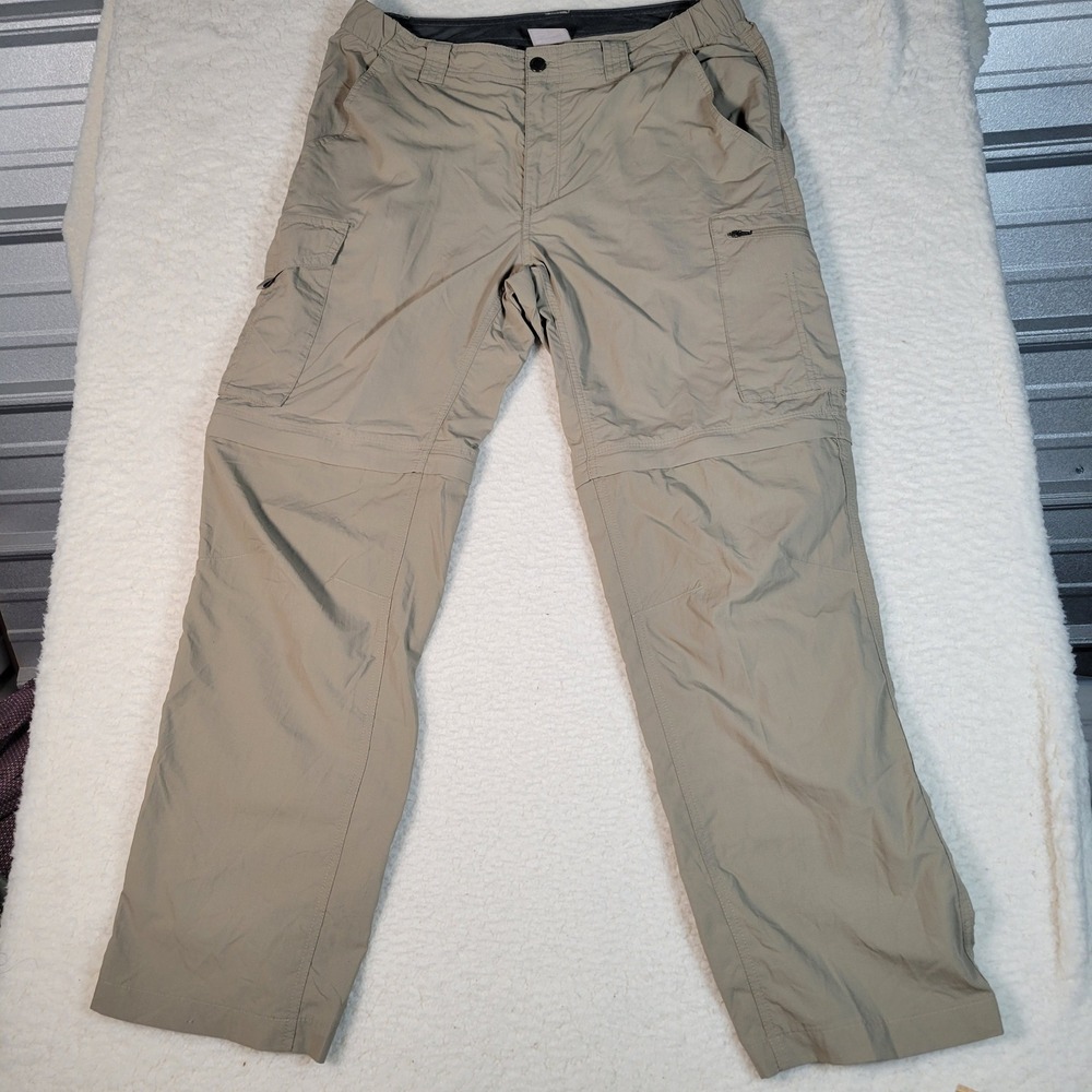 Columbia Convertible Cargo Pants Mens 36x30 Khaki Tan Hiking Zip Off Ripstop - Picture 2 of 16